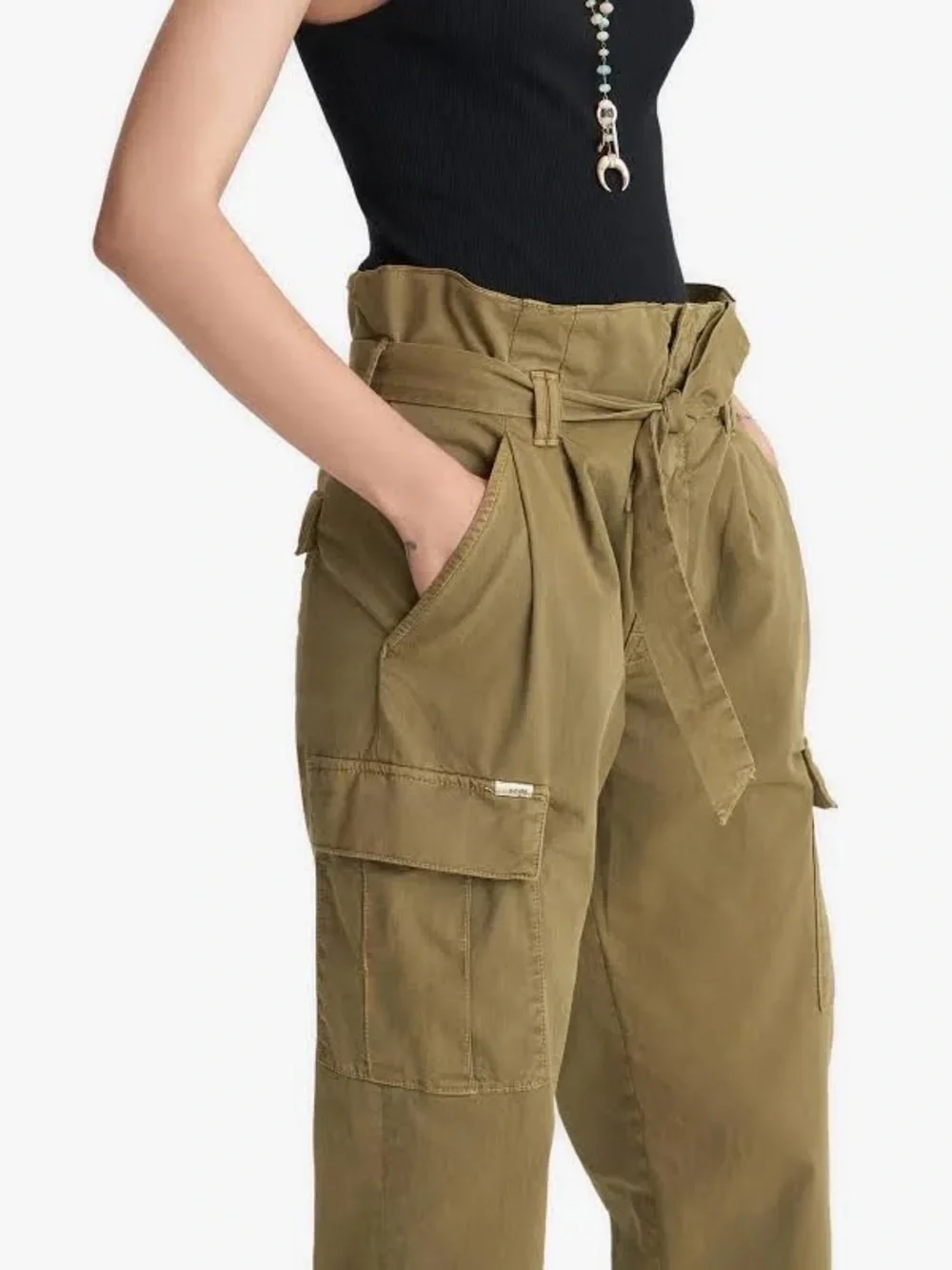 MOTHER | Women’s Brown Greaser Paperbag Pleated Belted Cargo Ankle Pants Size 26